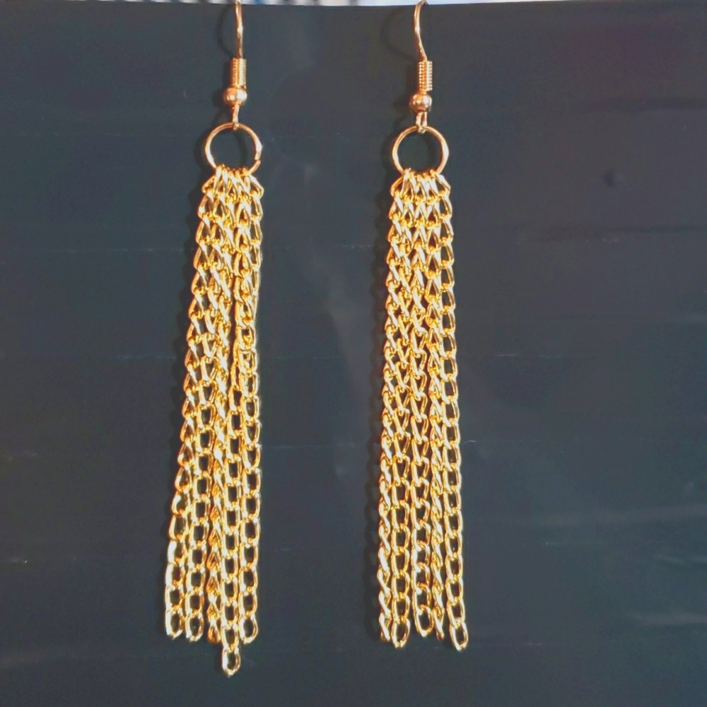 Gold chain earrings